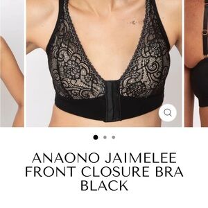 AnaOna Black Floral Lace Front Closure Bra